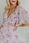 "Forever’s Not Enough" Floral Ruffle Cut-Out Dress - Lt. Pink