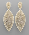 Beaded Leaf Statement Earrings - Silver