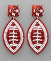 Beaded Football Earrings - Red