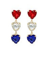 Heart Drop Earrings Red/White/Blue