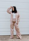 "Time Passes On" Taupe Satin 2-Piece - XL+
