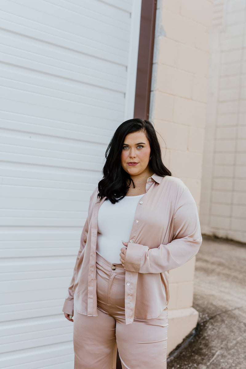 "Time Passes On" Taupe Satin 2-Piece - XL+