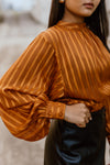 "My Plus One" Mock Neck Cropped Top - Rust