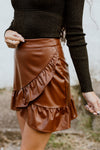 "Oh Snap" Leather Mini Skirt - Brown