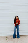 "Sweet Jane" Crochet Sweater - Rust