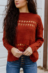 "Sweet Jane" Crochet Sweater - Rust