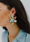 Acrylic Flower Drop Earrings - Natural