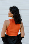 "Take A Selfie" Ribbed Tank Top - Orange