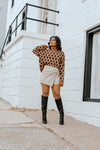 "Point Made" Leather Skort - Taupe