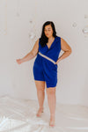 "Written In The Stars" Wrap Mini Dress - Blue - XL+