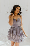 "Blow A Kiss" Ruffle Mini Dress - Gunmetal
