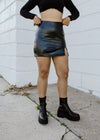 "A Little Tease" Faux Leather Skirt - Black