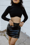 "A Little Tease" Faux Leather Skirt - Black