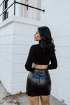 "A Little Tease" Faux Leather Skirt - Black