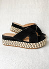 "Walk The Walk" Diagonal Platform Sandals - Black