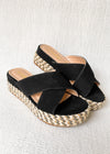"Walk The Walk" Diagonal Platform Sandals - Black