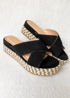 "Walk The Walk" Diagonal Platform Sandals - Black