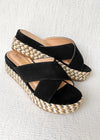 "Walk The Walk" Diagonal Platform Sandals - Black