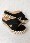 "Walk The Walk" Diagonal Platform Sandals - Black