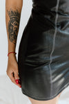 "Boldness My Friend" Faux Leather Mini Dress - Black