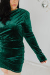 "How Joyful" Dk. Green Velvet Mini Dress - XL+