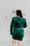 "How Joyful" Dk. Green Velvet Mini Dress - XL+
