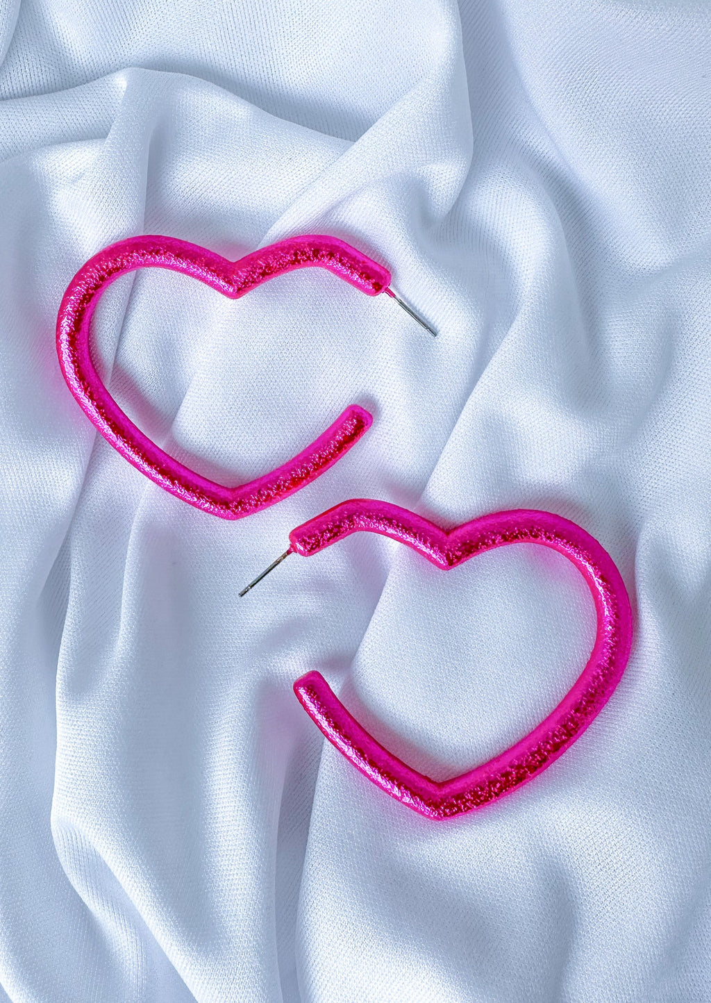 Glitter Heart Hoop Earrings