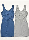 "Brunch Date" Ribbed Mini Dress - Grey