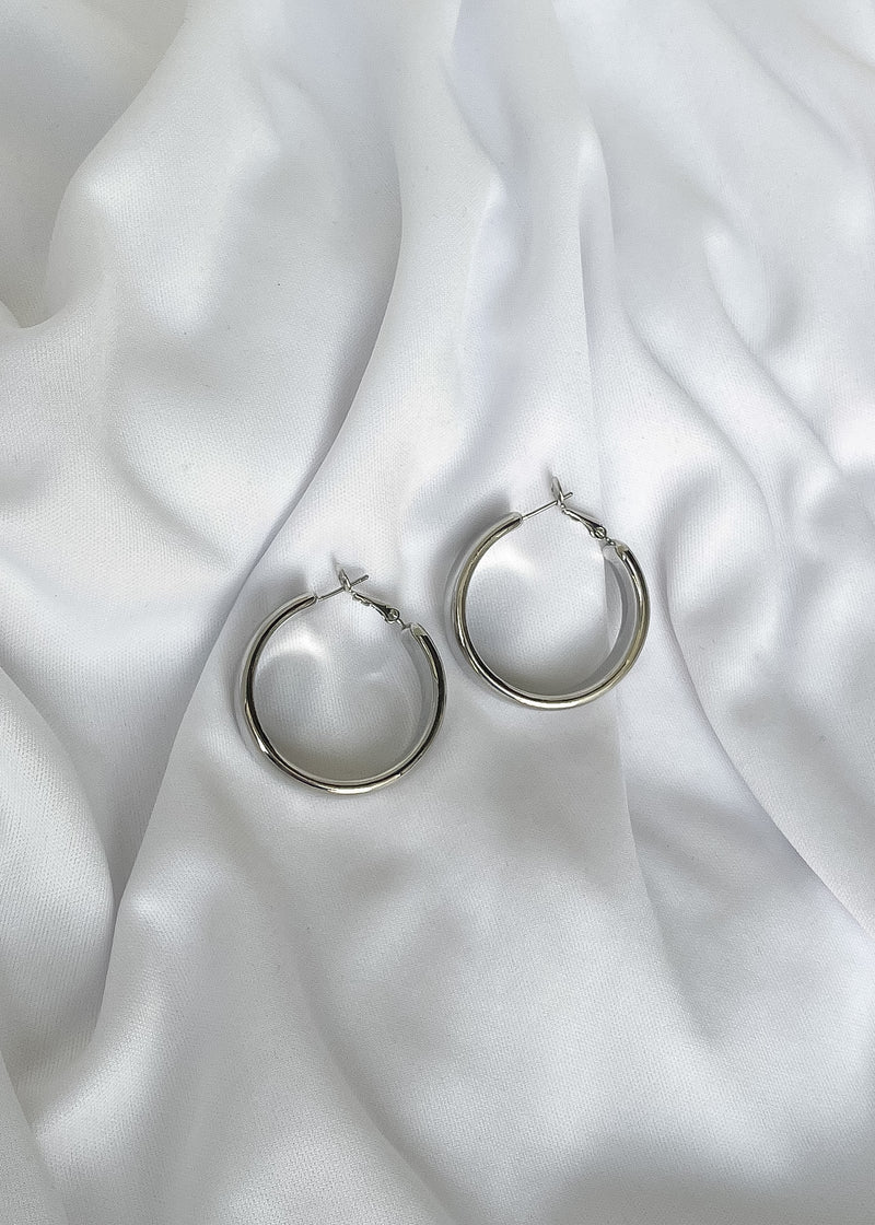 Chunky Hoop Earrings - Silver