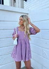 "A Sweet Emotion" Checkered Dress - Purple (S-3X)
