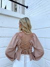 "Around The Curve" Longsleeve Tie-Back Top