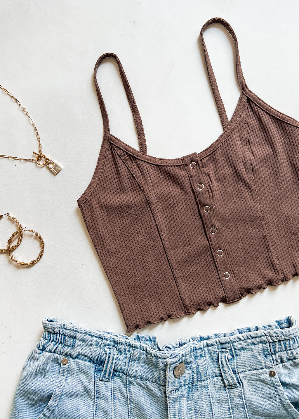 "Basic Necessity" Ribbed Crop Tank - Mocha (S-3XL)