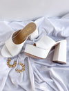 "Slow It Down" Chunky White Heels