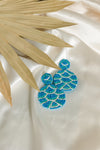 Lg. Beaded Wave Statement Earrings - Blue