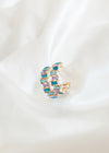 1" Jeweled Baguette Hoop Earrings - Blue