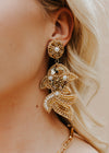 "Such A Catch" Fish Beaded Statement Earrings - Gold