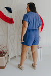 "Just A Crush" Blue Button Up Romper - XL+- 2 Colors