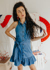 "Devoted Dreamer" Denim Halter Dress