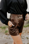 "Wait For Me" Dk. Brown Leather Shorts