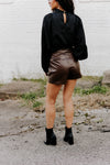 "Wait For Me" Dk. Brown Leather Shorts