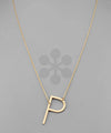 Metal Initial Pendant Necklace - 2 Colors