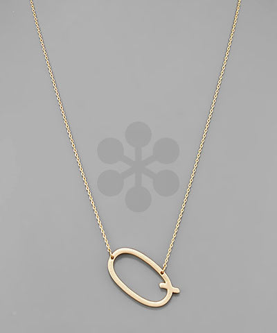 Metal Initial Pendant Necklace - 2 Colors
