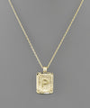 Initial Gold Tray Rectangle Necklace