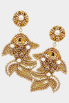 "Such A Catch" Fish Beaded Statement Earrings - Gold