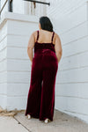 "Crisp Night" Red Velvet Jumpsuit - XL+