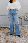 “The Ackles” Md. Wash Straight Leg Jeans - XL+