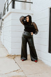 "Own Your Moment" Black Leather Wide Leg Pants - XL+